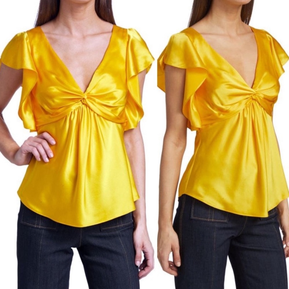 NWT Cinq a Sept Pem Silk Flutter Sleeve Blouse XS